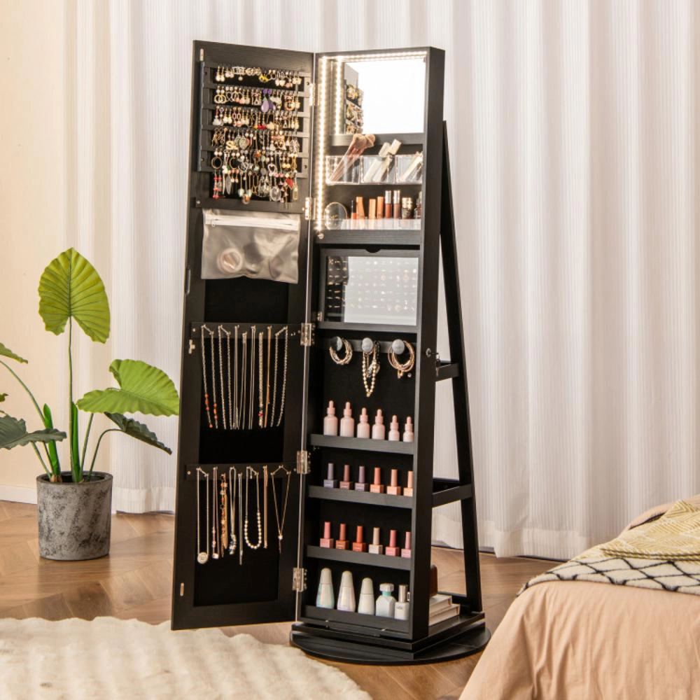 Hivvago Full Length Mirror Jewelry Cabinet with Rotating Design