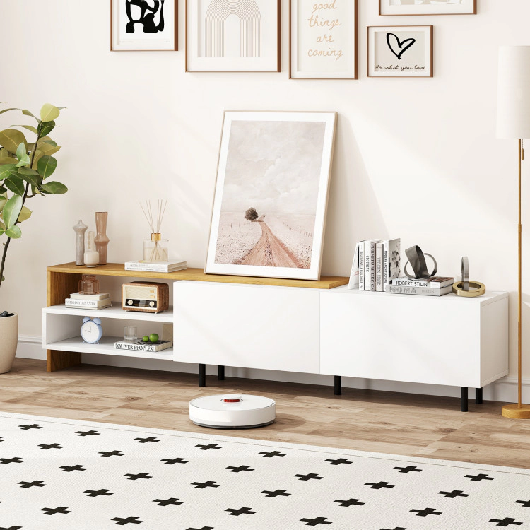 Hivvago Modern Tv Stand For 80 Inches Tvs With Storage Shelves And Cabinets