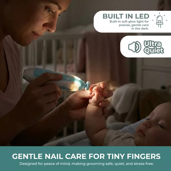 Sperric Baby Electric Nail Trimmer Kit w/ Light, Quiet Operation, 6 Interchangeable Heads Gentle Precise Baby Nail Care