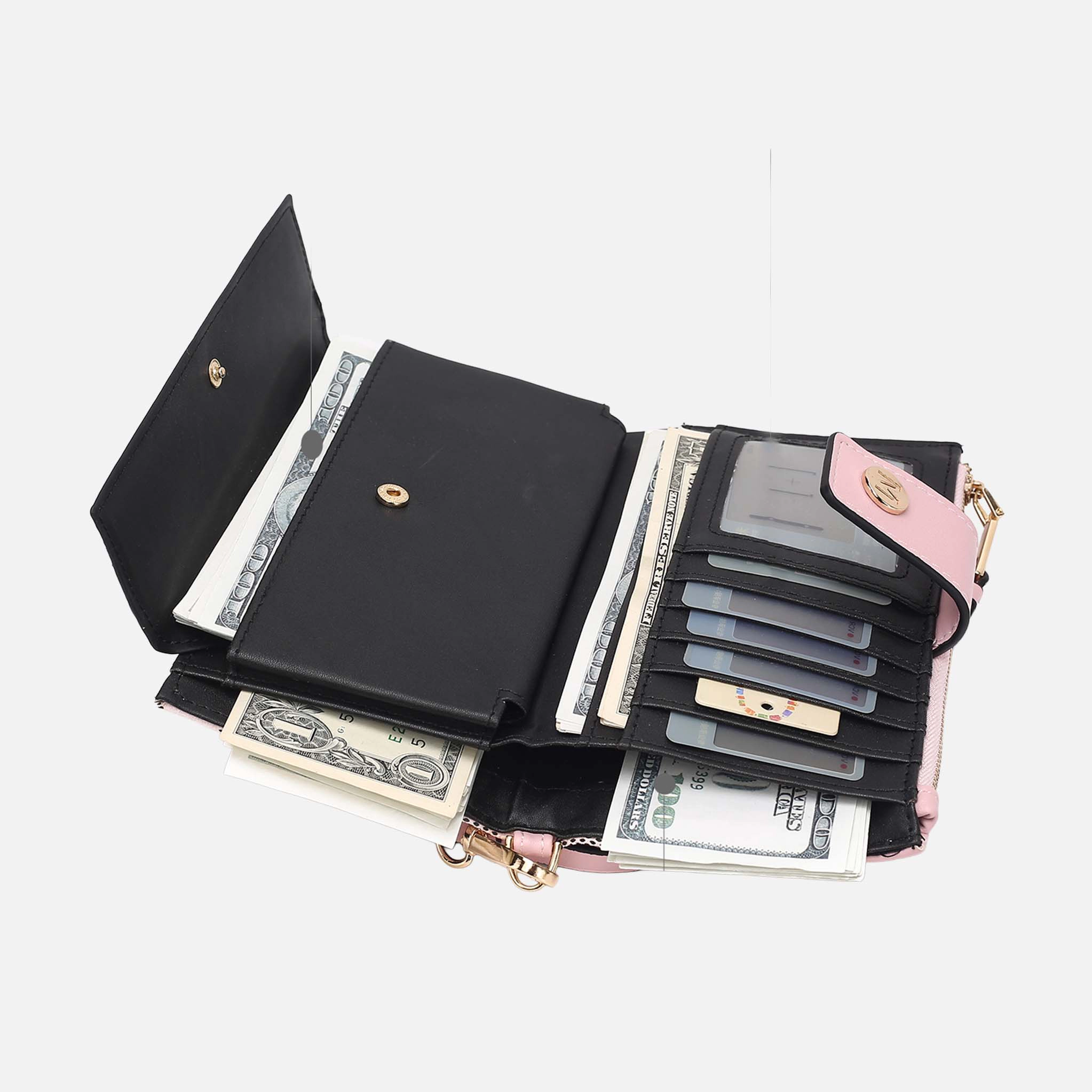 Mia K Collection Solene Circular Print Vegan Leather Wristlet Wallet, Detachable