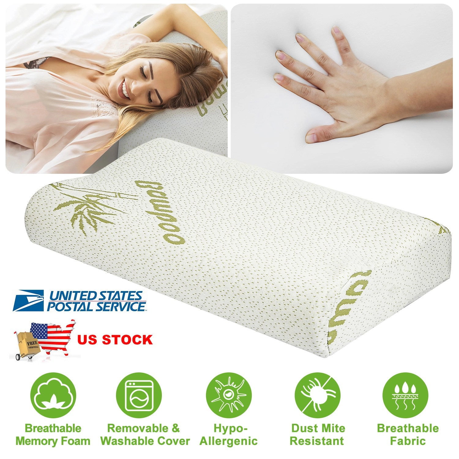 GBruno Contoured Memory Foam Cervical Support Pillow