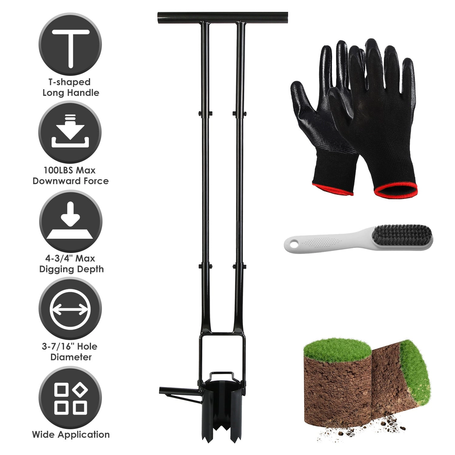 GBruno 5-in-1 Long Handle Bulb Planter Tool