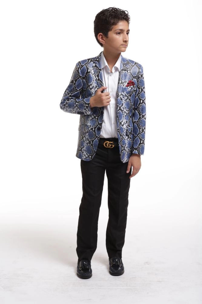 Elie Balleh Boys Slim Fit Velvet Jacket