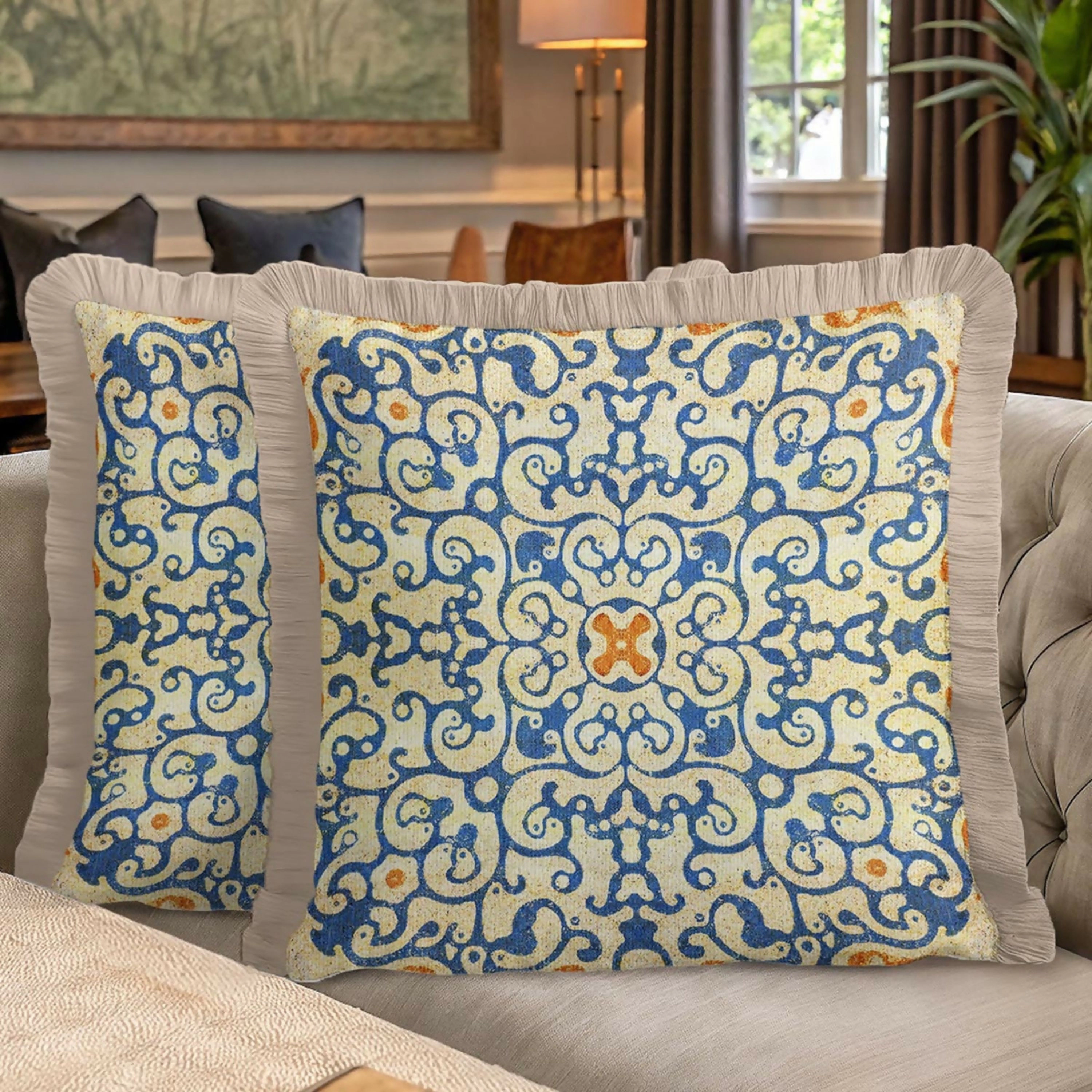 Wear Sierra Geometric Ornament Tasselled Set of 2 Throw Pillow Cover