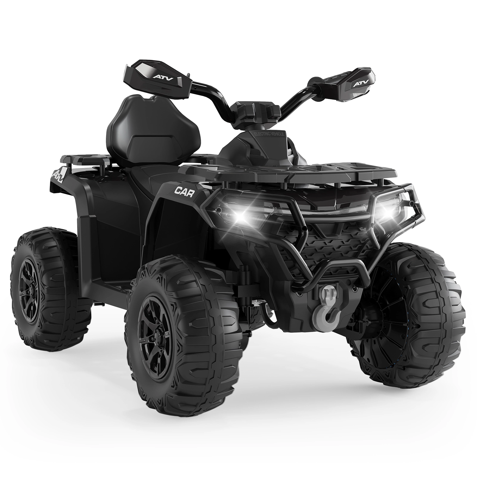12V Kids Ride On ATV Car with Parent Remote, Off-Road 4 Wheeler w/ Suspension, LED Flag, Bluetooth, USB