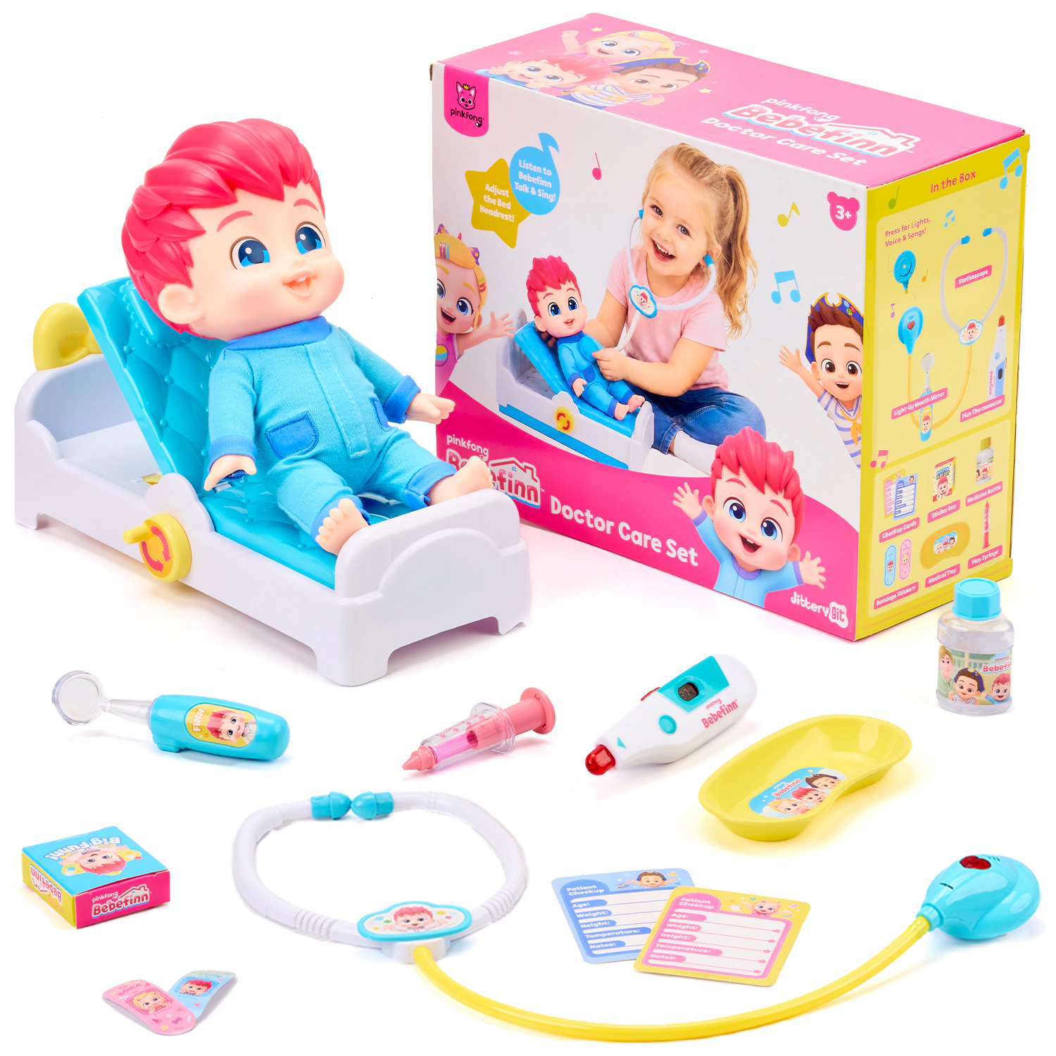 Bebefinn Kids Nursing Doll Set - Pretend Feeding Baby Doll Playset with Accessories