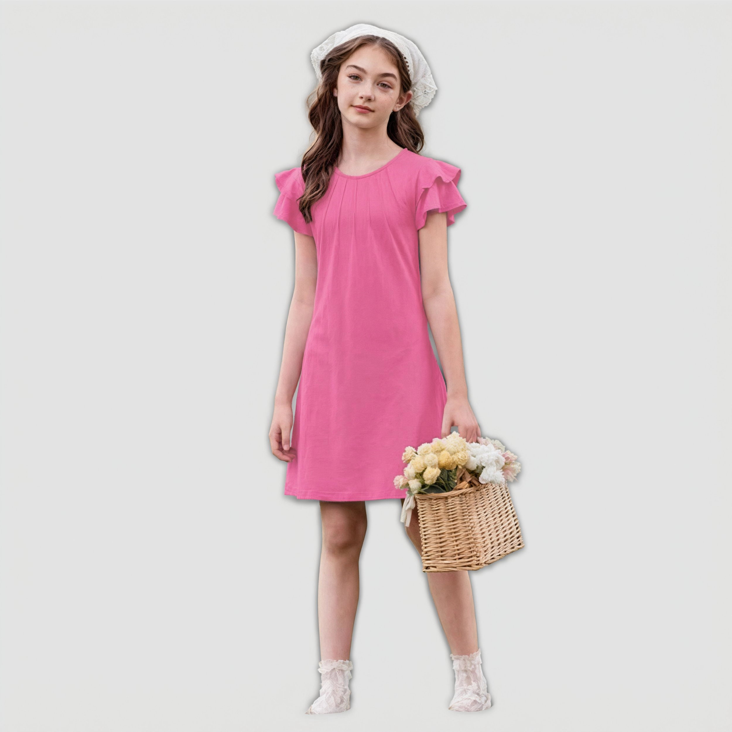 Arshiner Butterfly Dress For Tween Girl Summer Hawaiian Flutter Sleeve Aline Midi Dresses