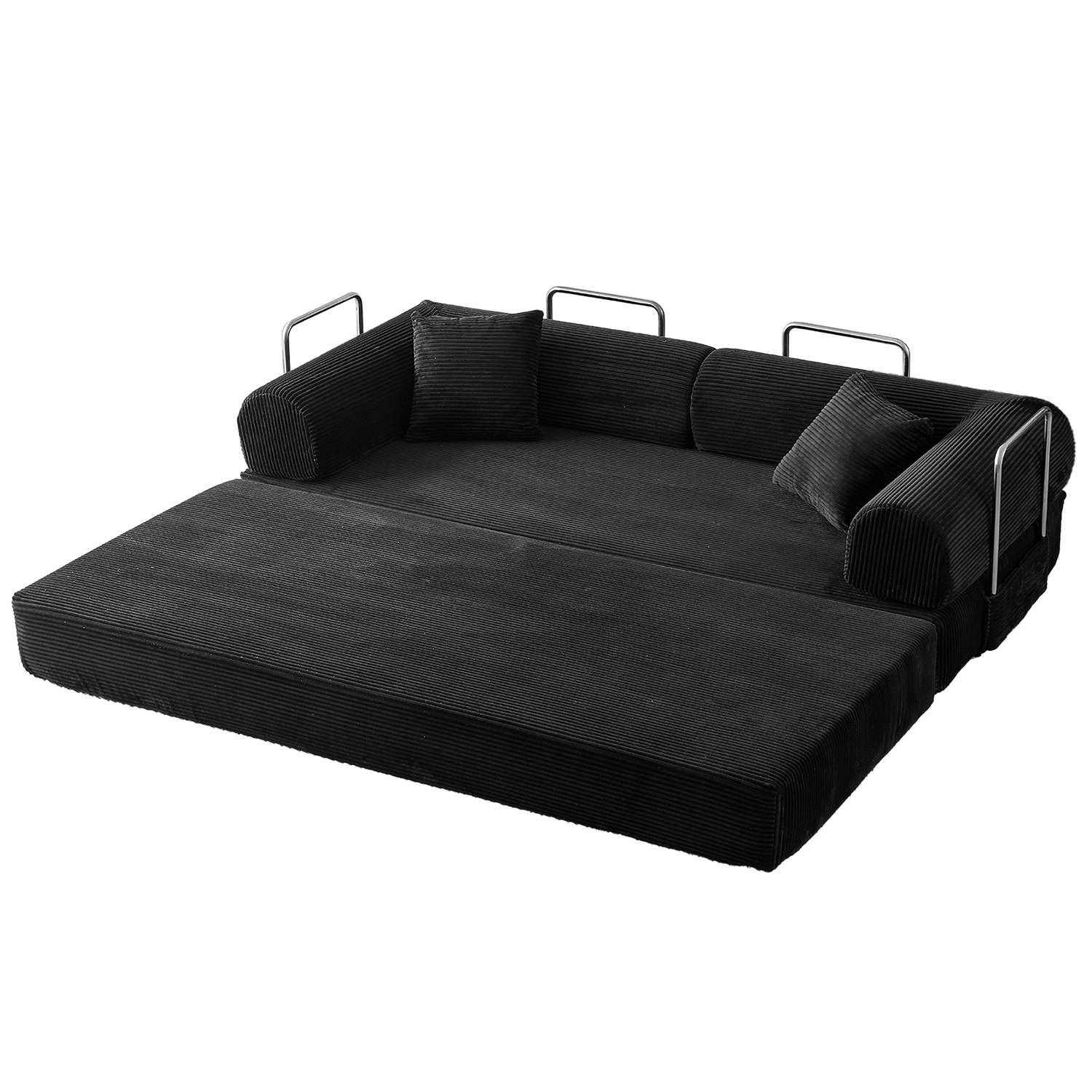 GBruno 3-Seat Convertible Corduroy Floor Sofa Bed