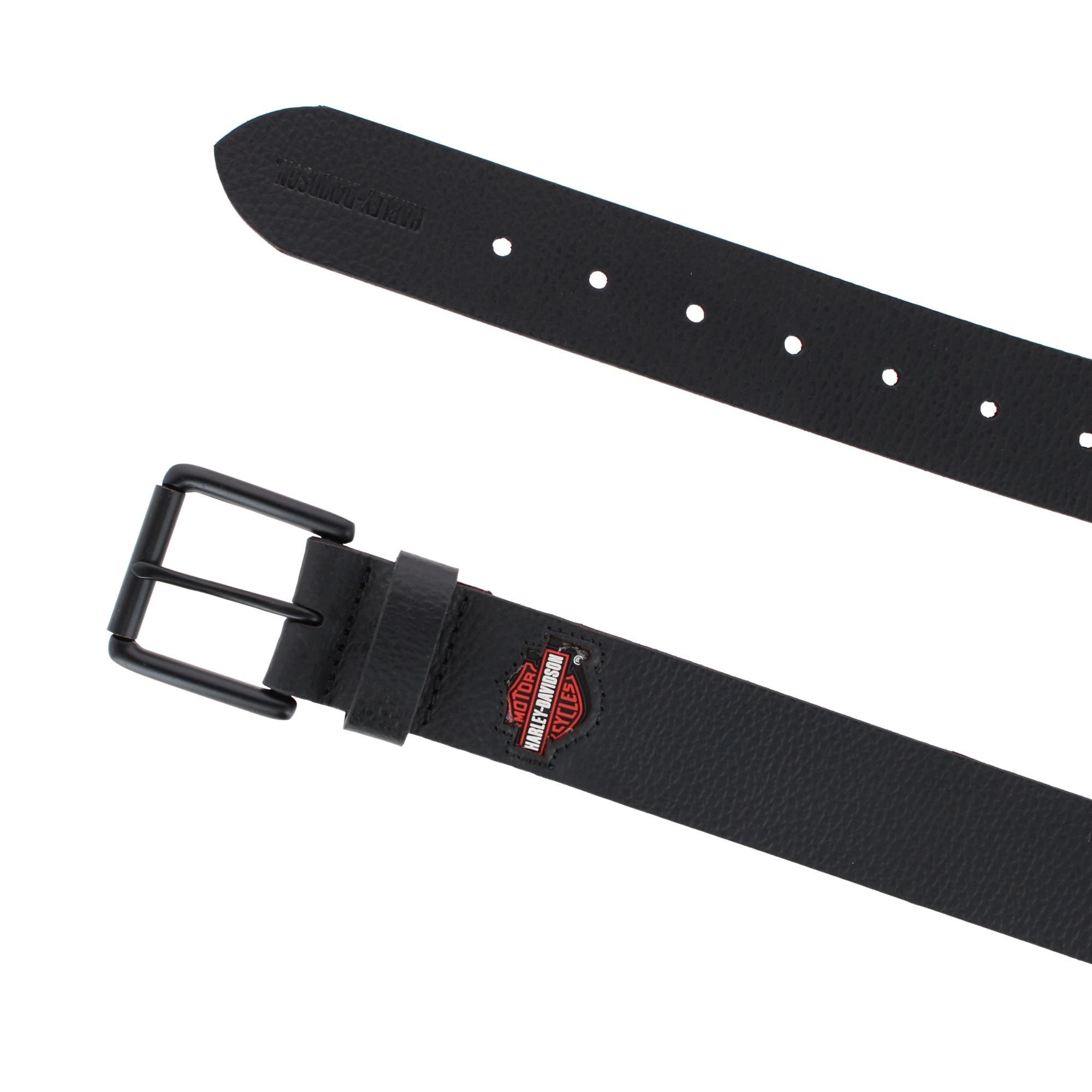Harley-Davidson Men's Leather Casual Belt with Logo Patch