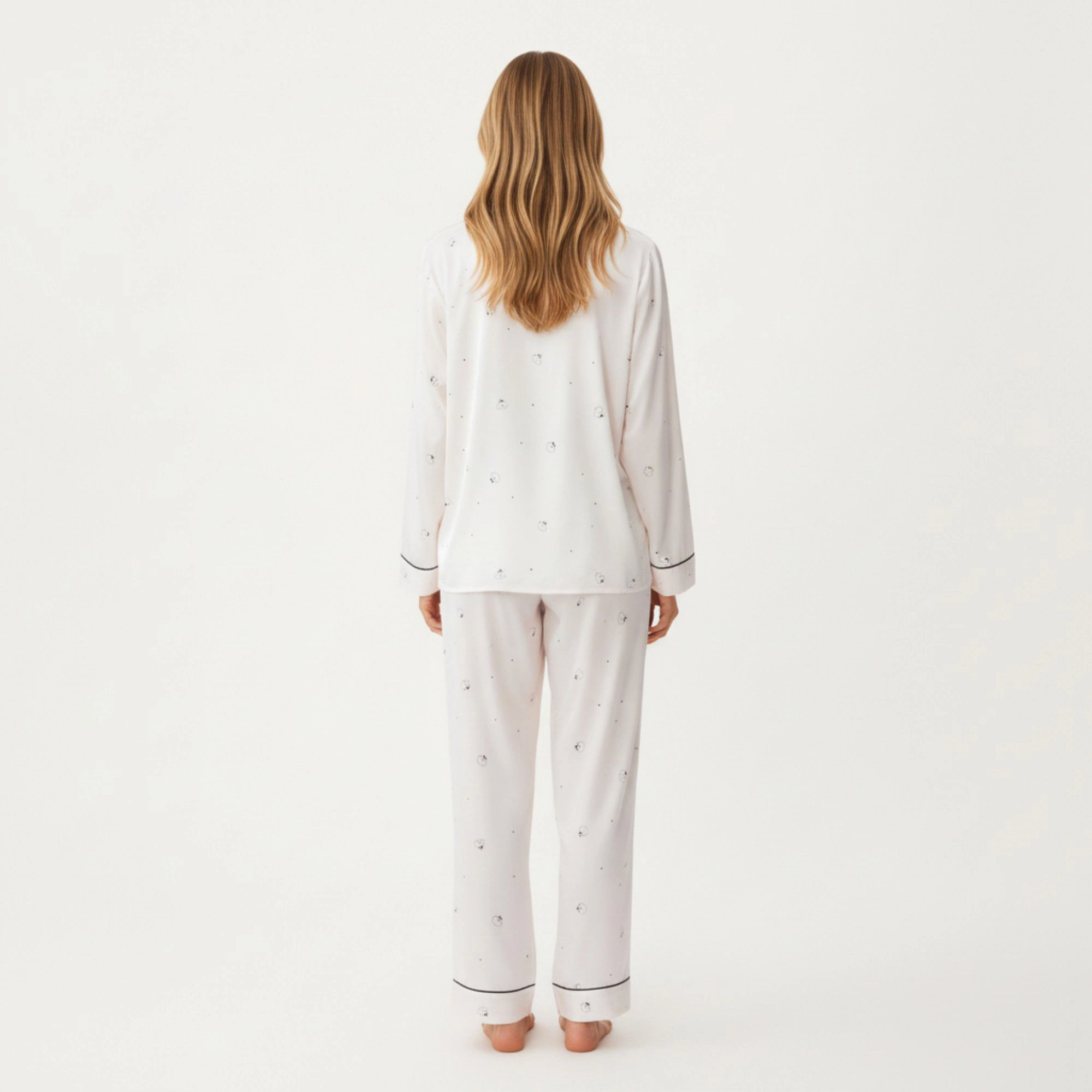 Anna-Kaci Women's 2-Piece Printed Button Front Pajama Top with Contrast Piping and Matching Relaxed Fit Lounge Pants