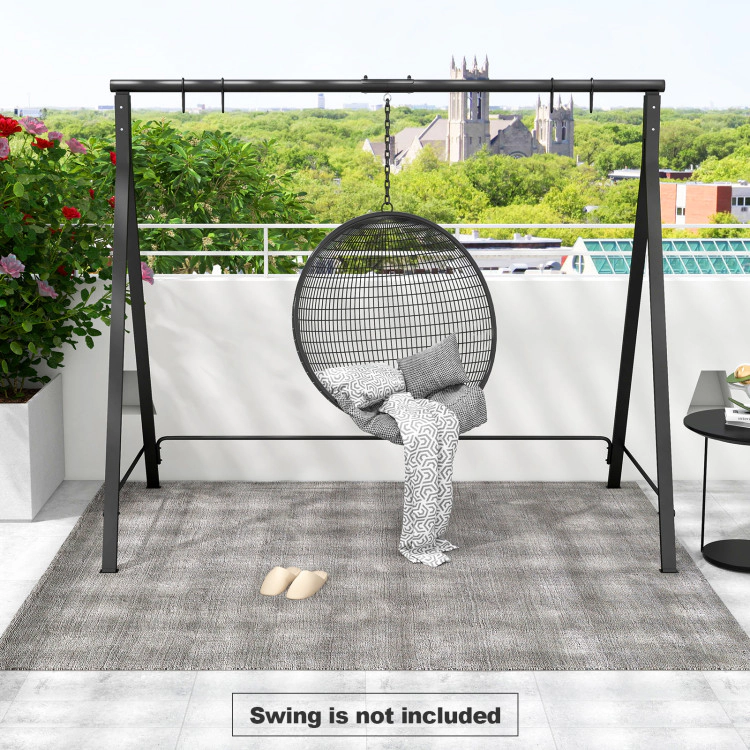 Hivvago Black Metal Swing Stand A-Frame For Patio Hammock Outdoor Garden Porch Base