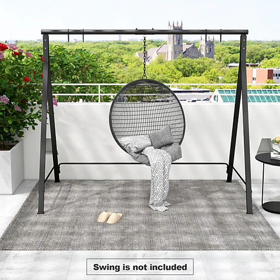 Hivvago Black Metal Swing Stand A-Frame For Patio Hammock Outdoor Garden Porch Base