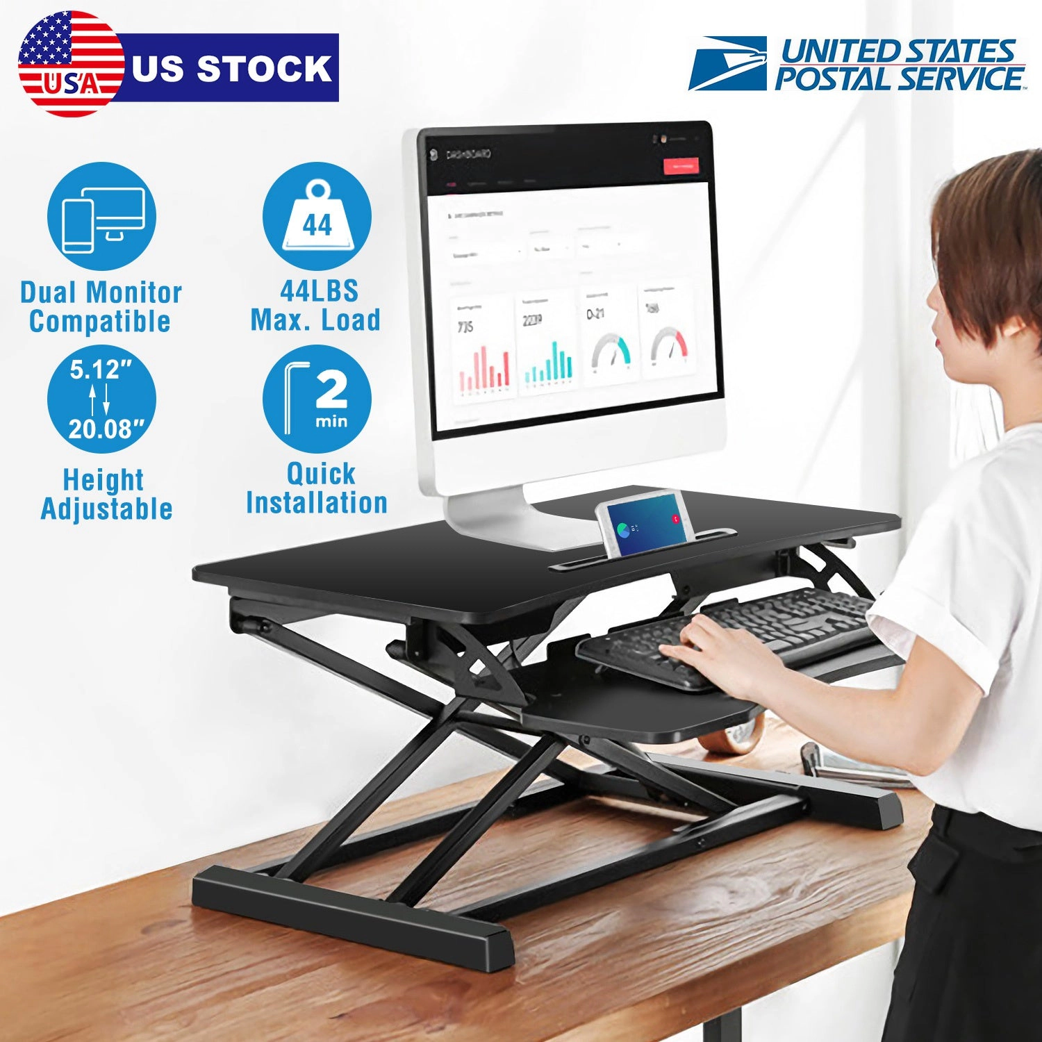 GBruno Height Adjustable Standing Desk Converter