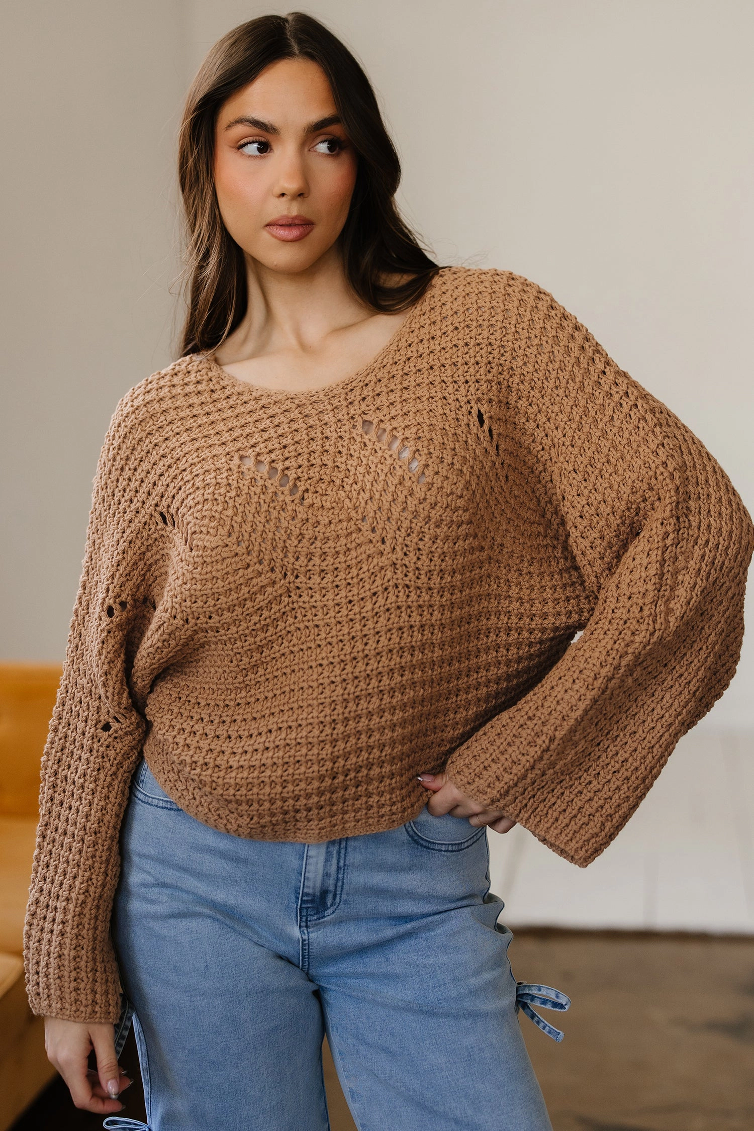 Threaded Pear Women's Ivy Sleeve Loose Pullover Sweater