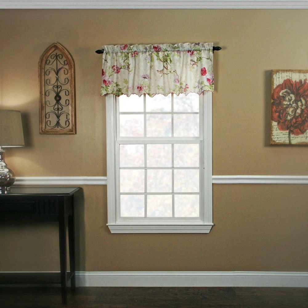 Ellis Curtain Balmoral High Quality Room Darkening Solid Color floral print fabric Window Valance - 48 x15" Lilac