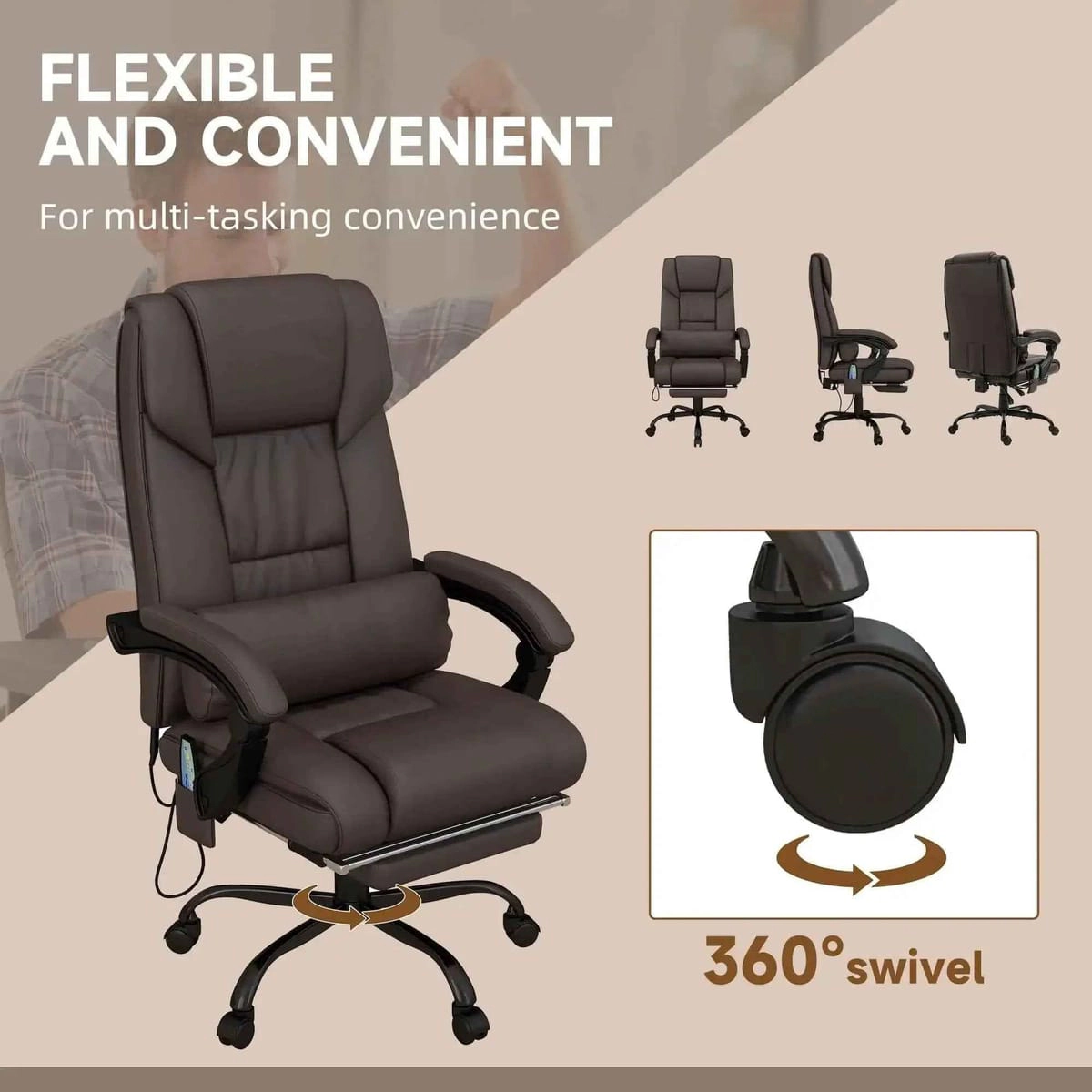 Platinum-Level Office Chairs Ergonomic Massage Office Chair with Heated Lumbar Support & Footrest