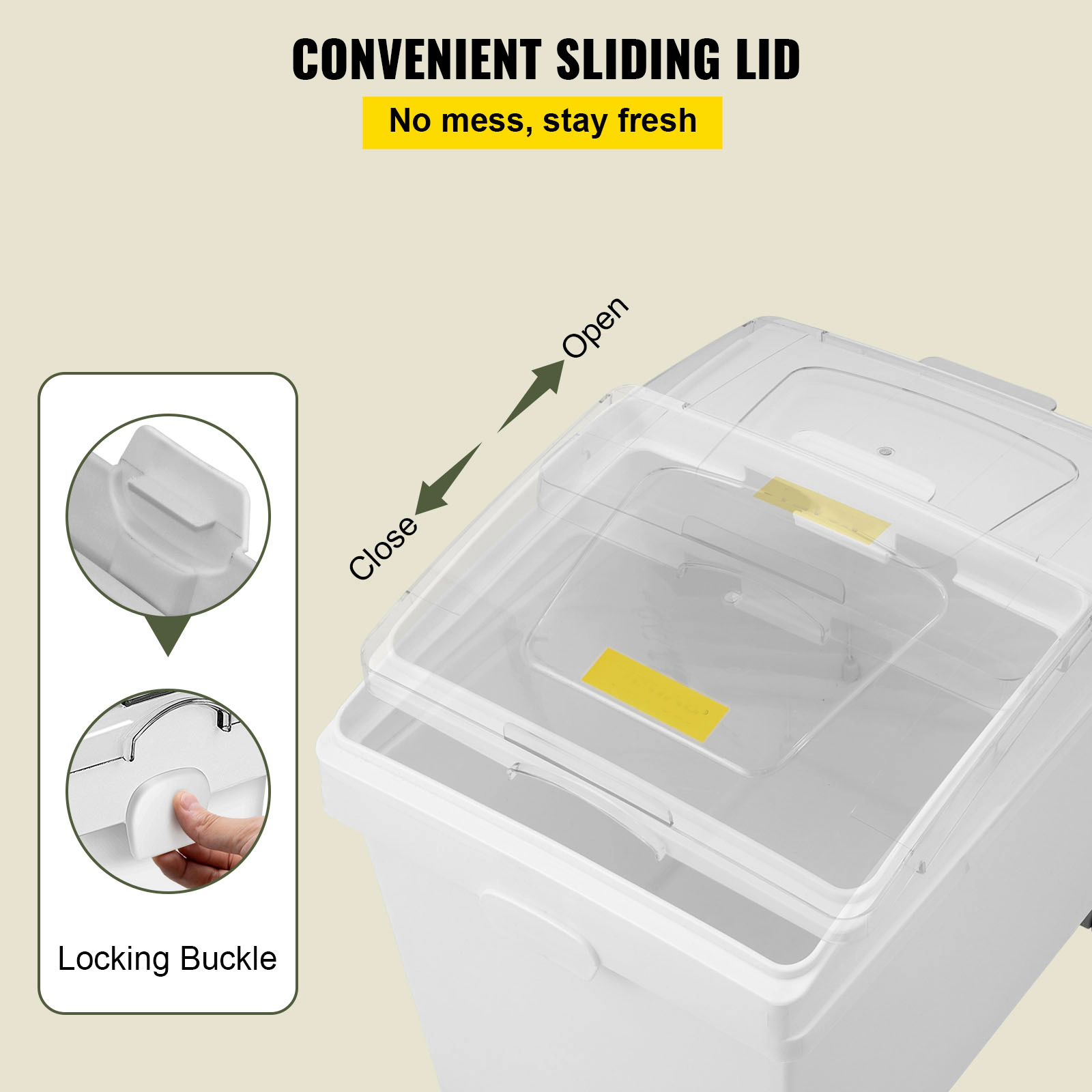 HONGGE 3-Pack 40L/10.5-Gallon Large Rice Storage Container Set with Wheels & Scoops, Airtight Pet Food Bin