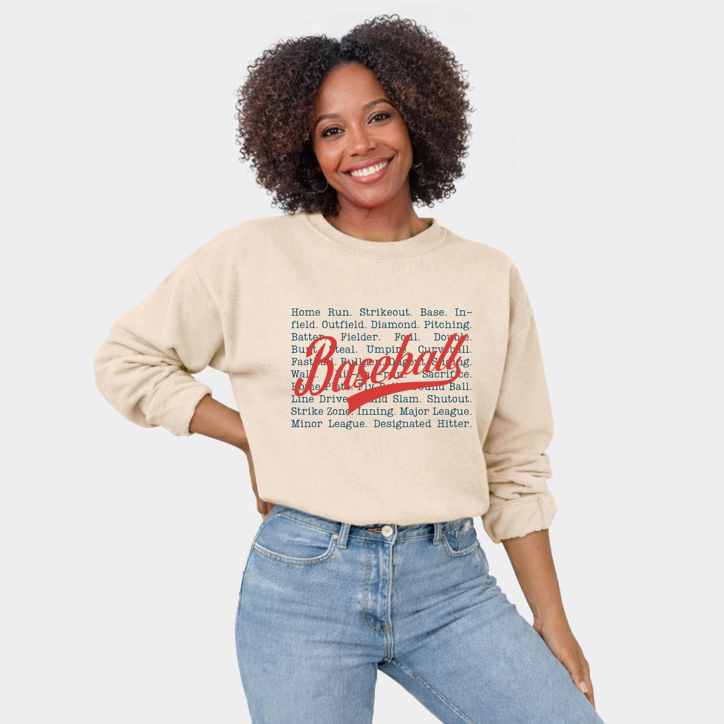 Simply Sage Market - Baseball Words Stacked  Women's Graphic Sweatshirt