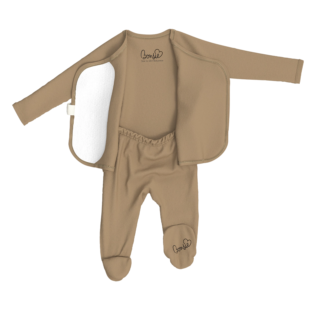 Bonsie Footie Mocha - Skin-to-Skin Wrap-Front Baby Onesie