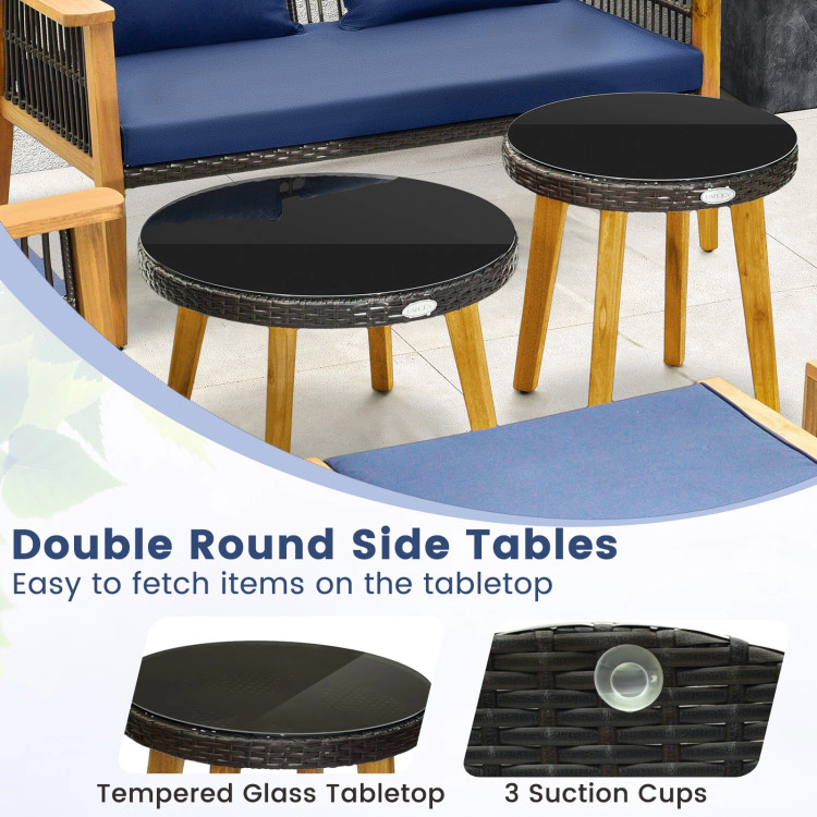 Hivvago 7 Piece Outdoor Conversation Set With Stable Acacia Wood Frame Cozy Seat & Back Cushions