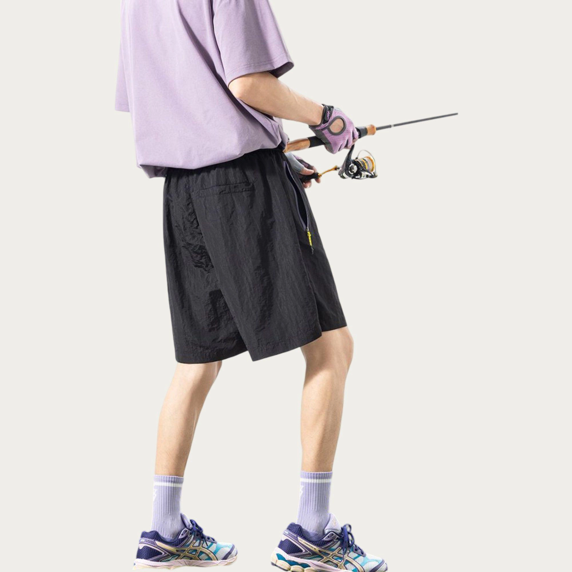 Anna-Kaci Men's Lightweight Athletic Shorts with Elastic Drawstring Waist Zipper Pocket Detail and Relaxed Fit Design