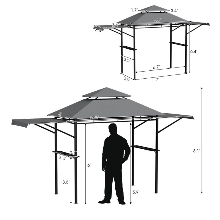 Hivvago 13.5 X 4 Ft BBQ Grill Gazebo Canopy With Double Side Awnings