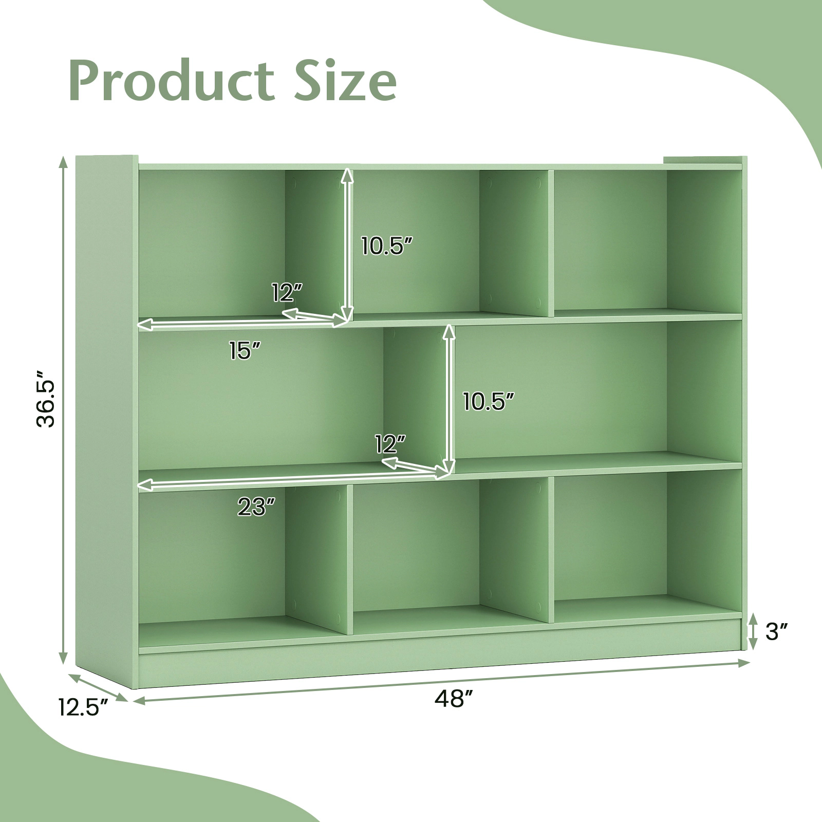 SUGIFT 3-Tier Open Bookcase with 8 Cubes and 132-lb Cabinet Top