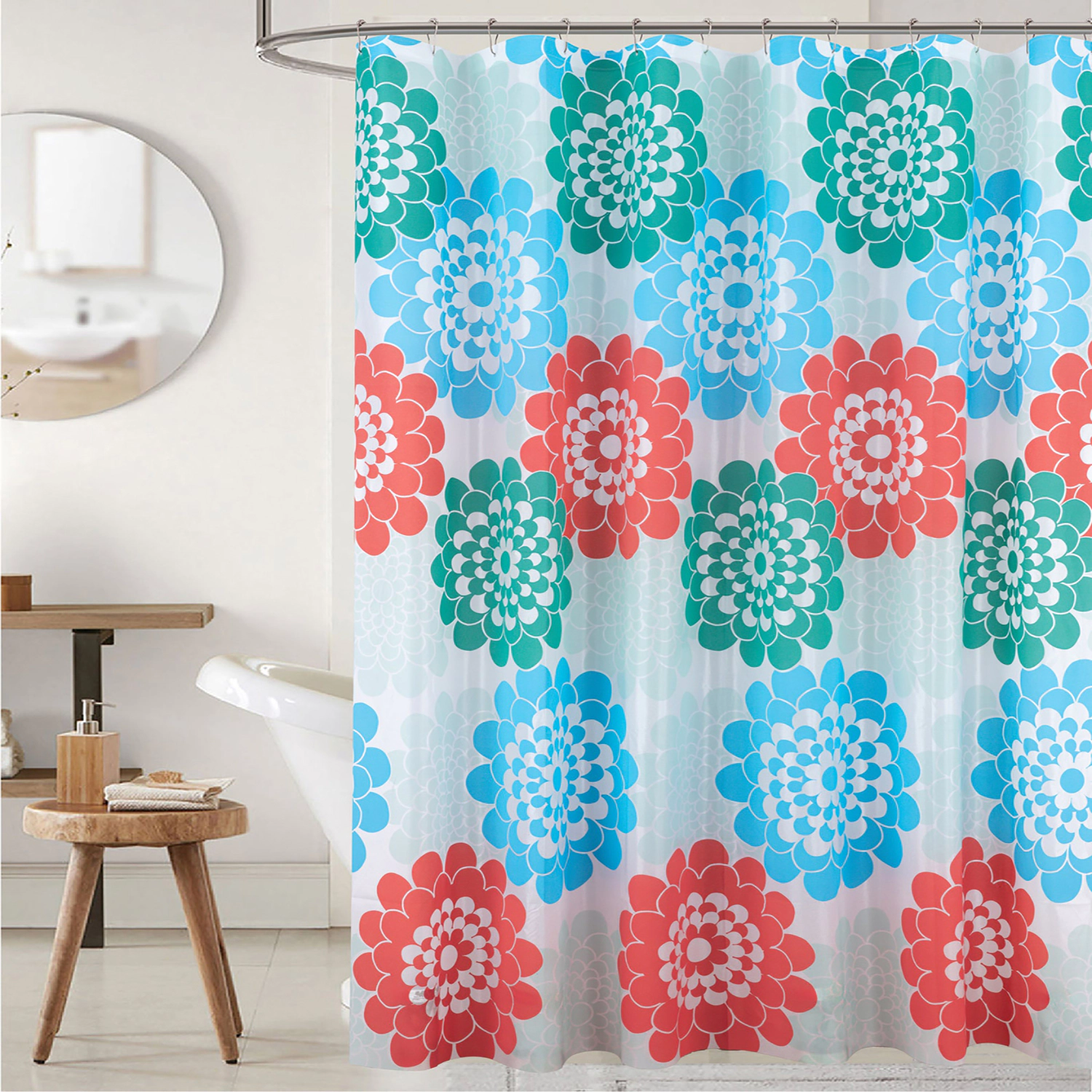 RT Designers Collection 90GSM Peva Glit Printed Marigold Shower Curtain 70" x 72" Muticolor