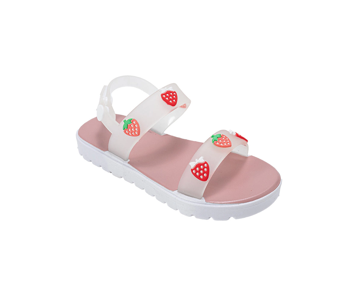 bebe Toddler Girl's Strawberry Charm Sandals with Adjustable Heel Strap