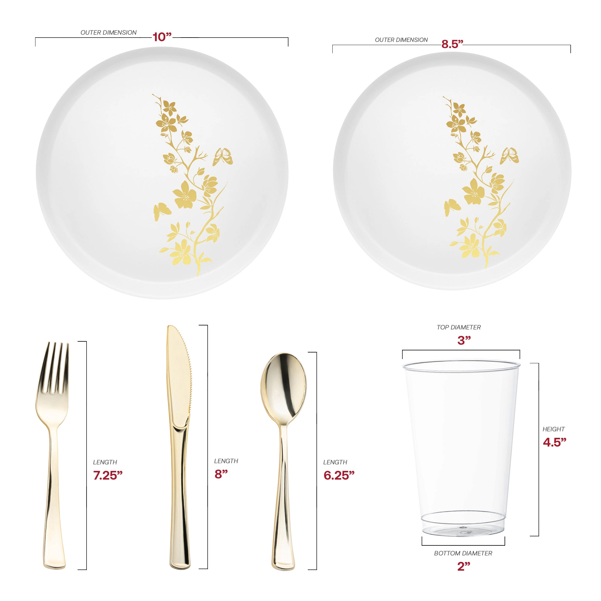 Smarty Had A Party White with Gold Floral Plastic Wedding Value Set
