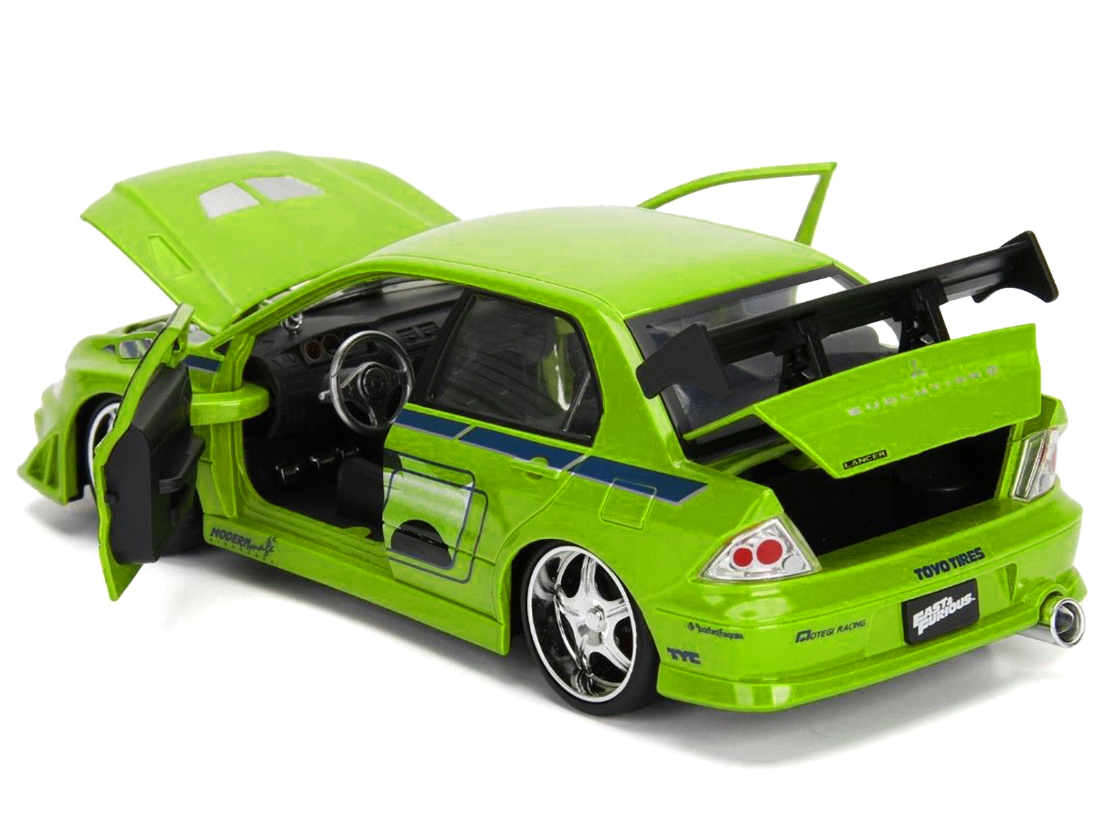 Jada Brian's Mitsubishi Lancer Evolution VII Green with Graphics "Fast & Furious" Movie 1/24 Diecast Model Car by Jada