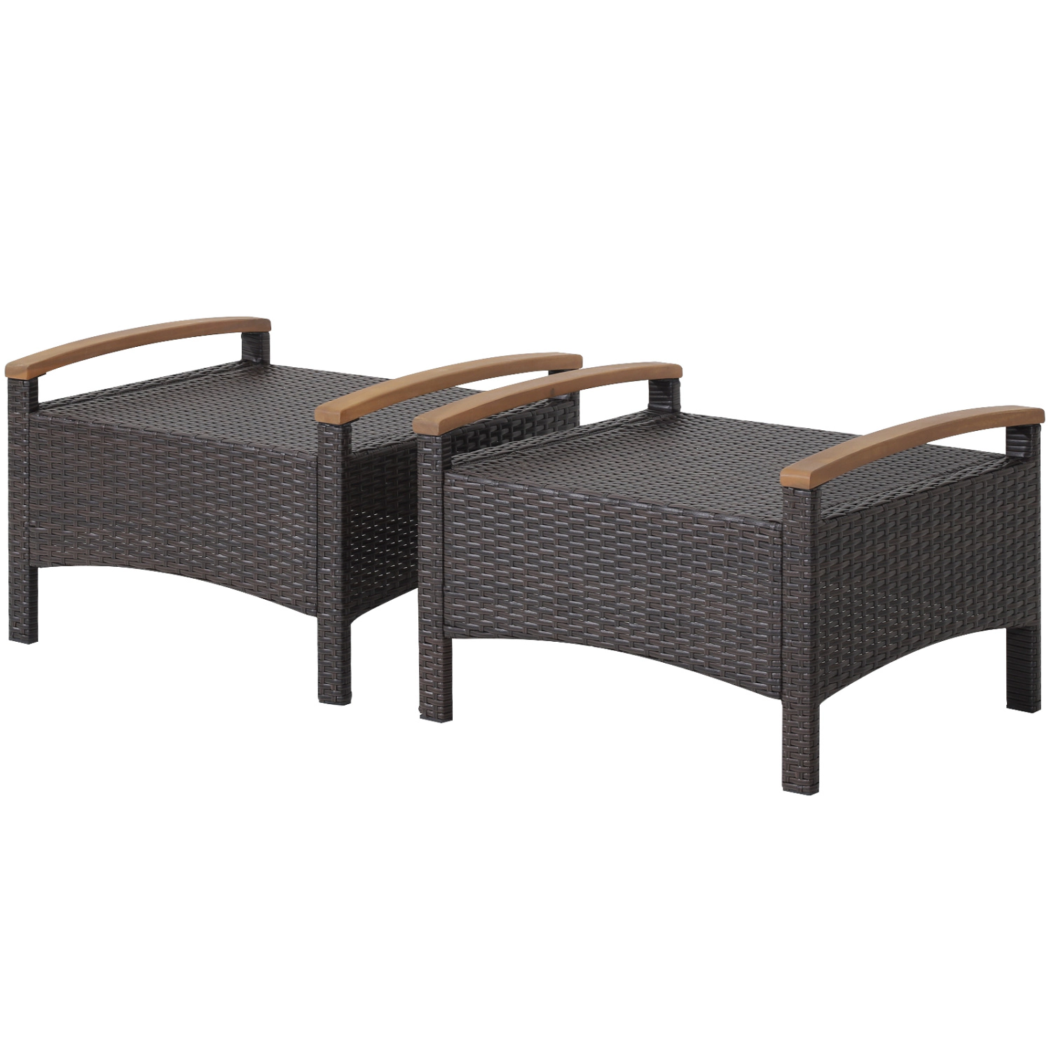 LJG Set of 2 Fade-Resistant Wicker Patio Ottoman
