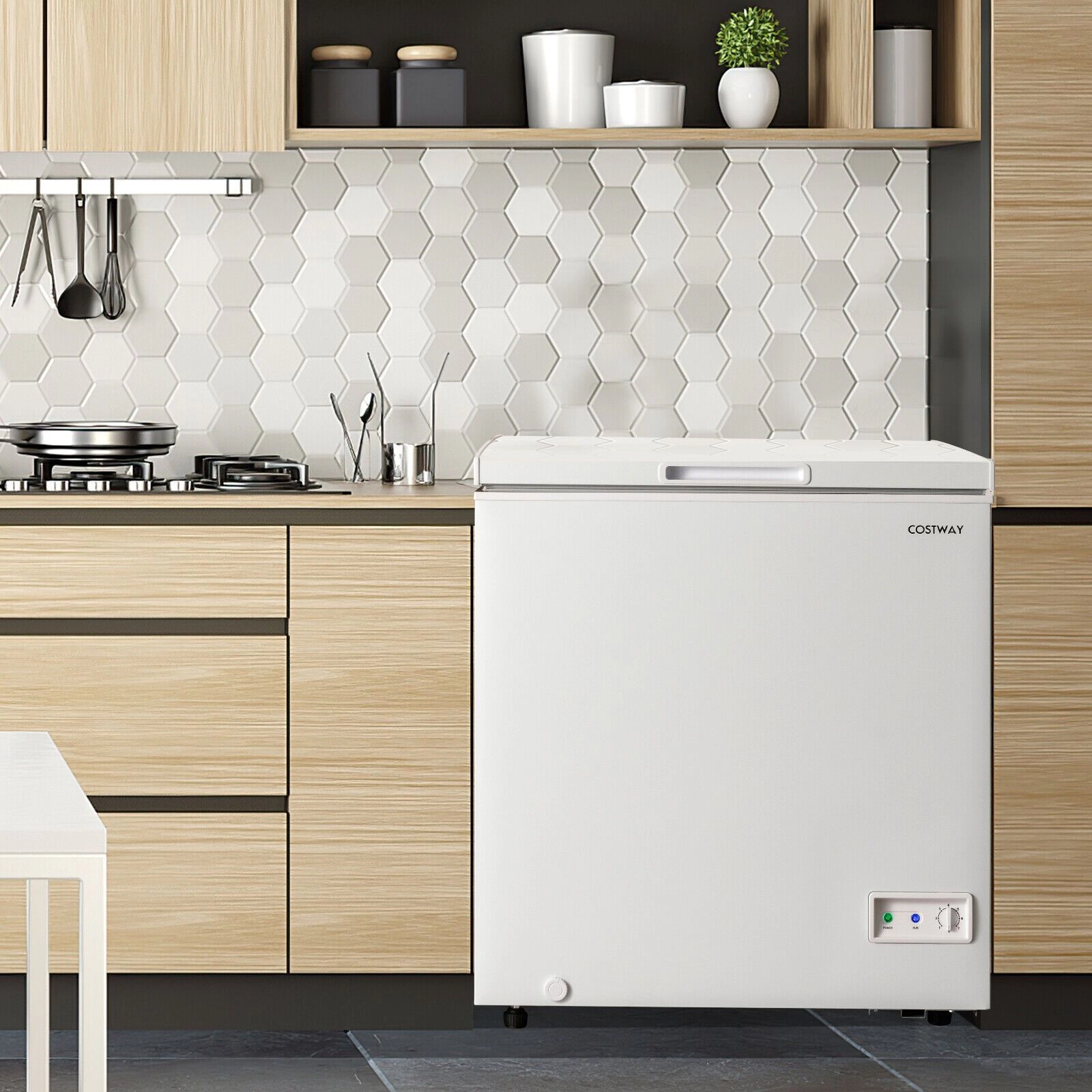 SlickBlue Compact Chest Freezer with Adjustable Temperature Control