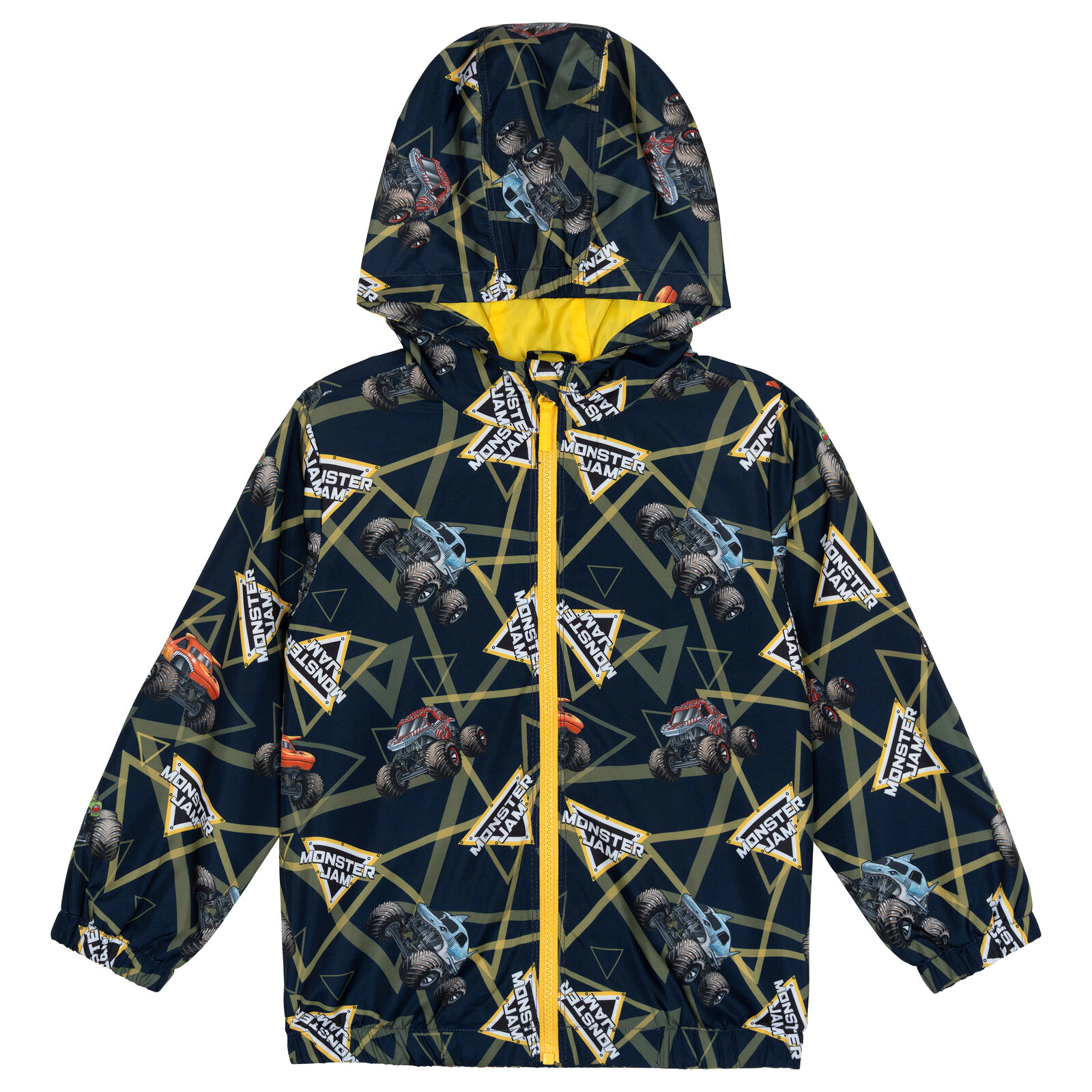 Monster Jam Boys' Zip-Up Hooded Windbreaker Jacket