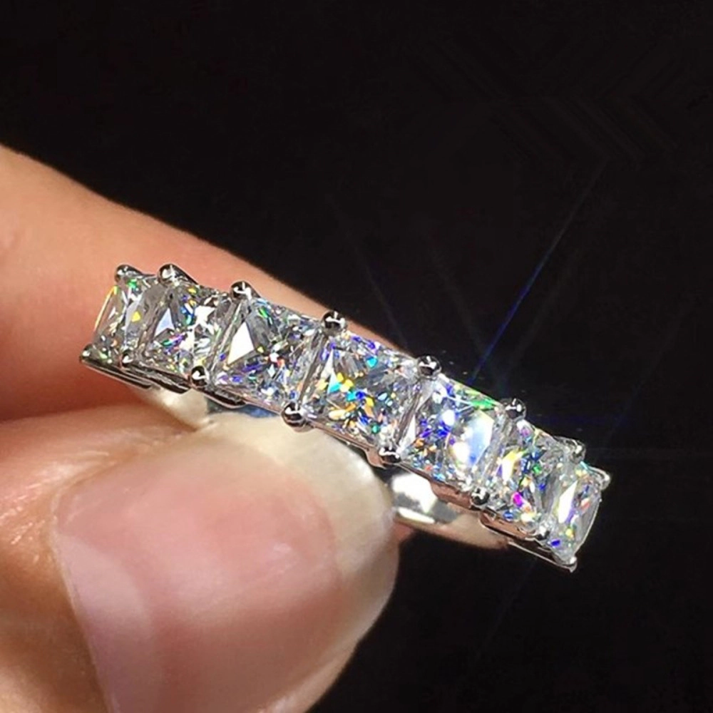 Fashion Princess Square Crystal Cubic Zirconia Ring