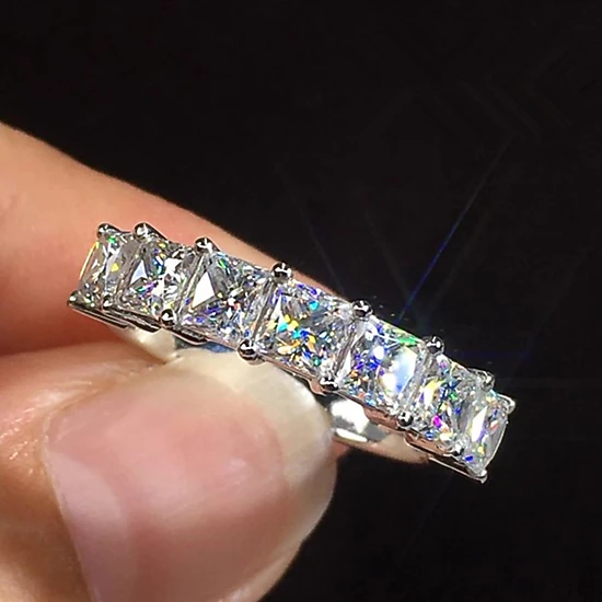 Fashion Princess Square Crystal Cubic Zirconia Ring