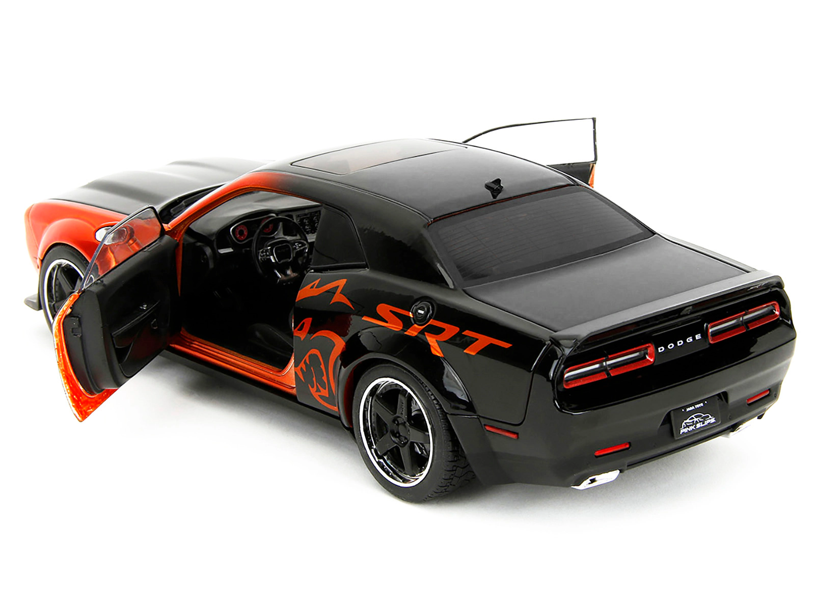 Jada Dodge Challenger Srt Hellcat Orange Metallic And Black "Pink Slips" Series 1/18 Diecast Model Car By Jada