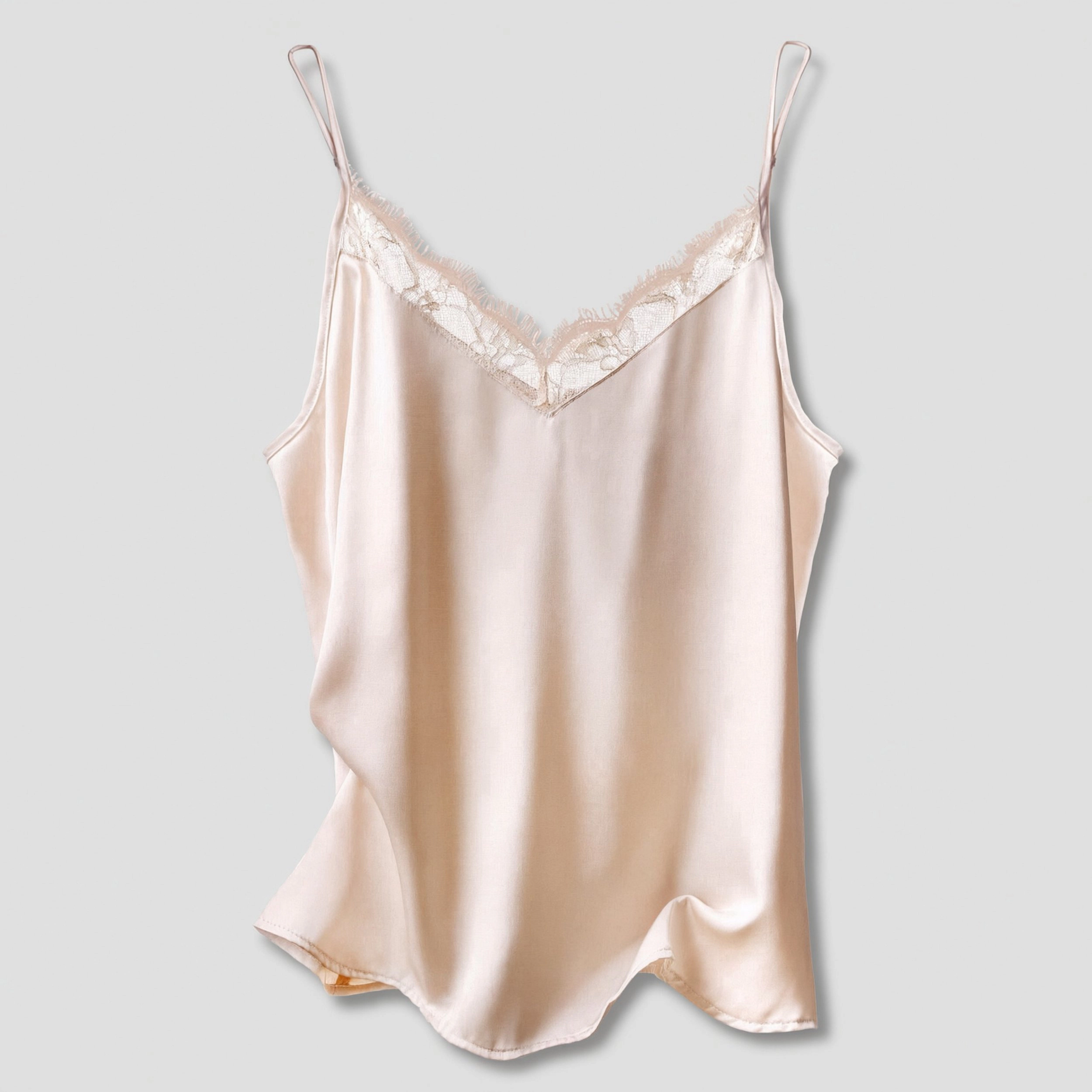 Ekouaer Women's Satin Camisole Lace Pajama Tank Tops V Neck Soft Spaghetti Strap Loose