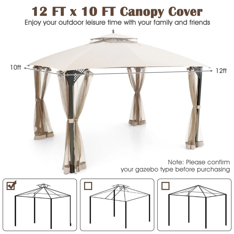 Hivvago Gazebo Replacement Top With Air Vent And Drainage Holes