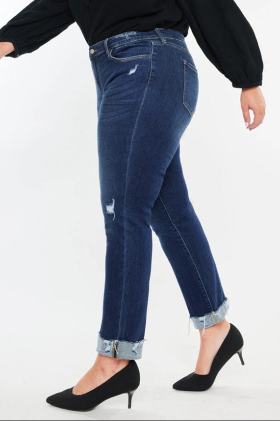 KanCan Women's Plus Essentials Mid Rise Slim Straight Leg Jeans Emely