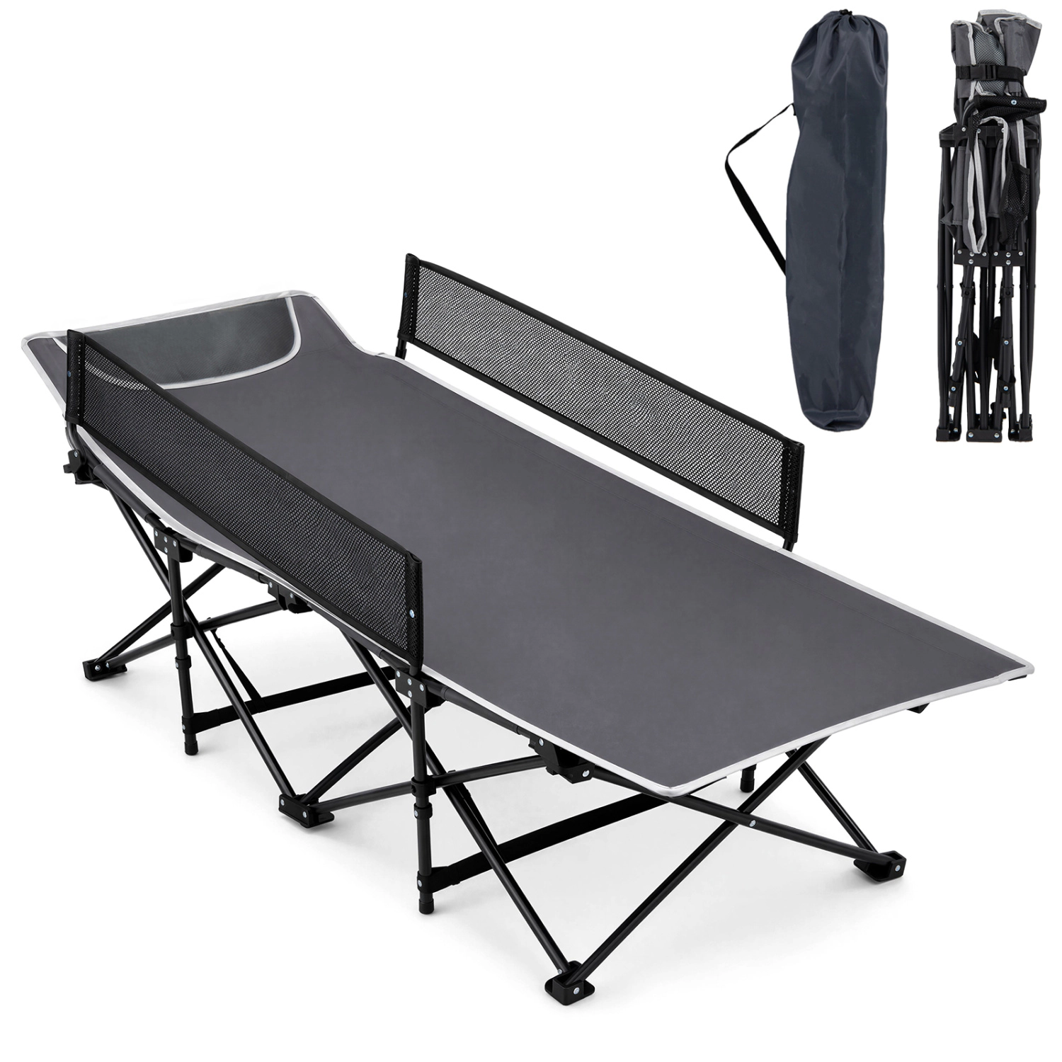 LJG Portable Travel Toddler Cot Bed with Guardrail for Outdoor Indoor