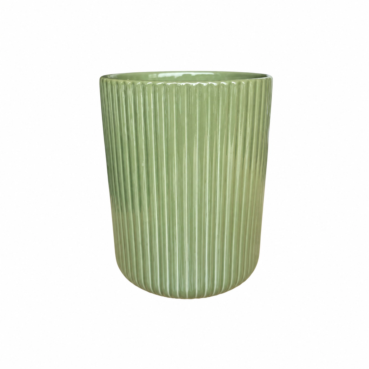 WZK Large Stoneware Farmhouse Ribbed Crock Kitchen Utensil Holder