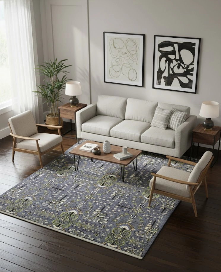 Magic Rugs 9'0 X 12'0 Hand Knotted Tribal Gray Floral Oriental Wool Rug