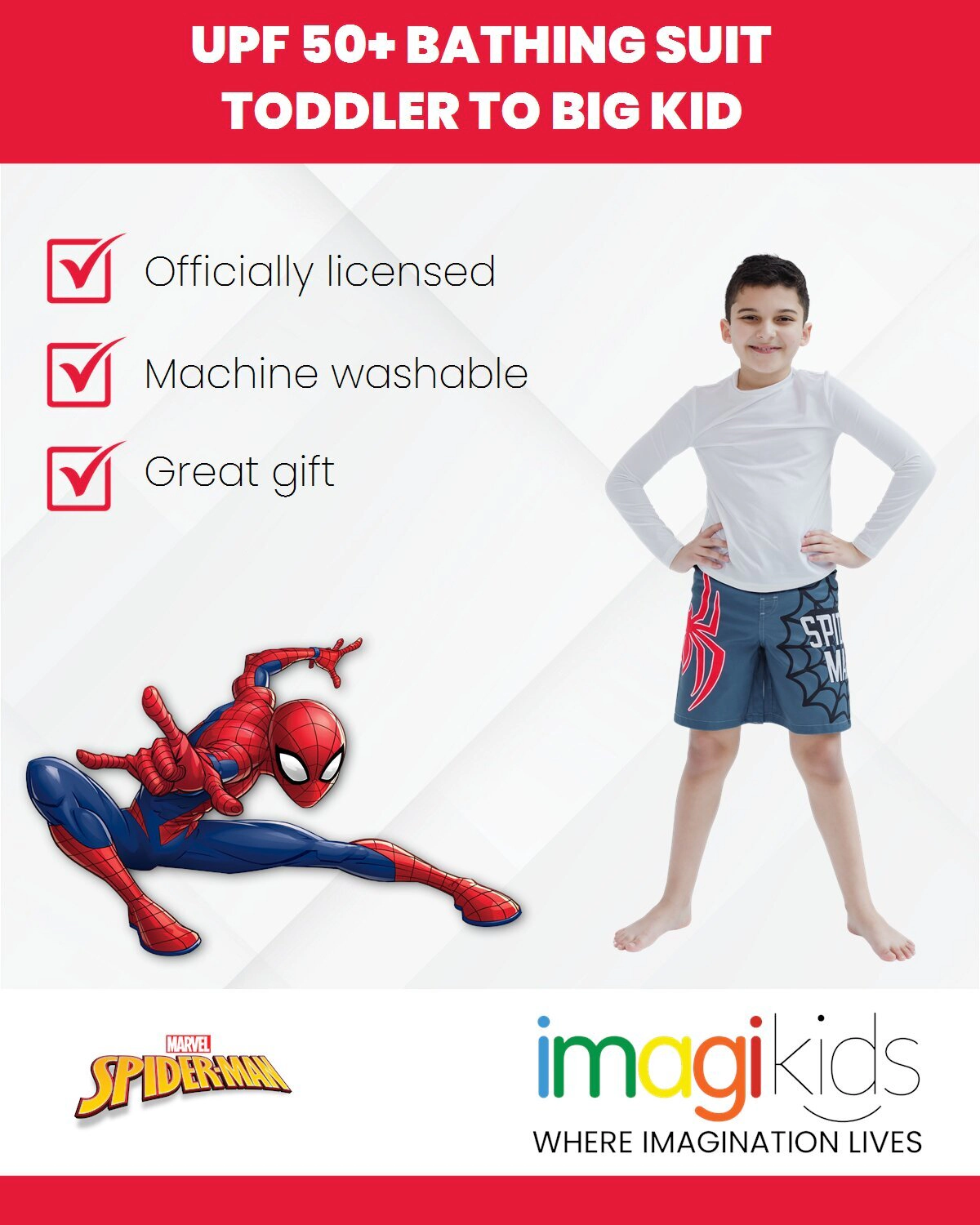 Marvel Boys' UPF 50+ Swim Trunks