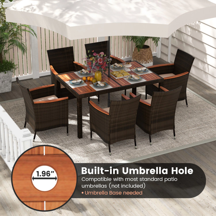 Hivvago 7 Pieces Garden Dining Patio Rattan Set With Cushions For Backyard