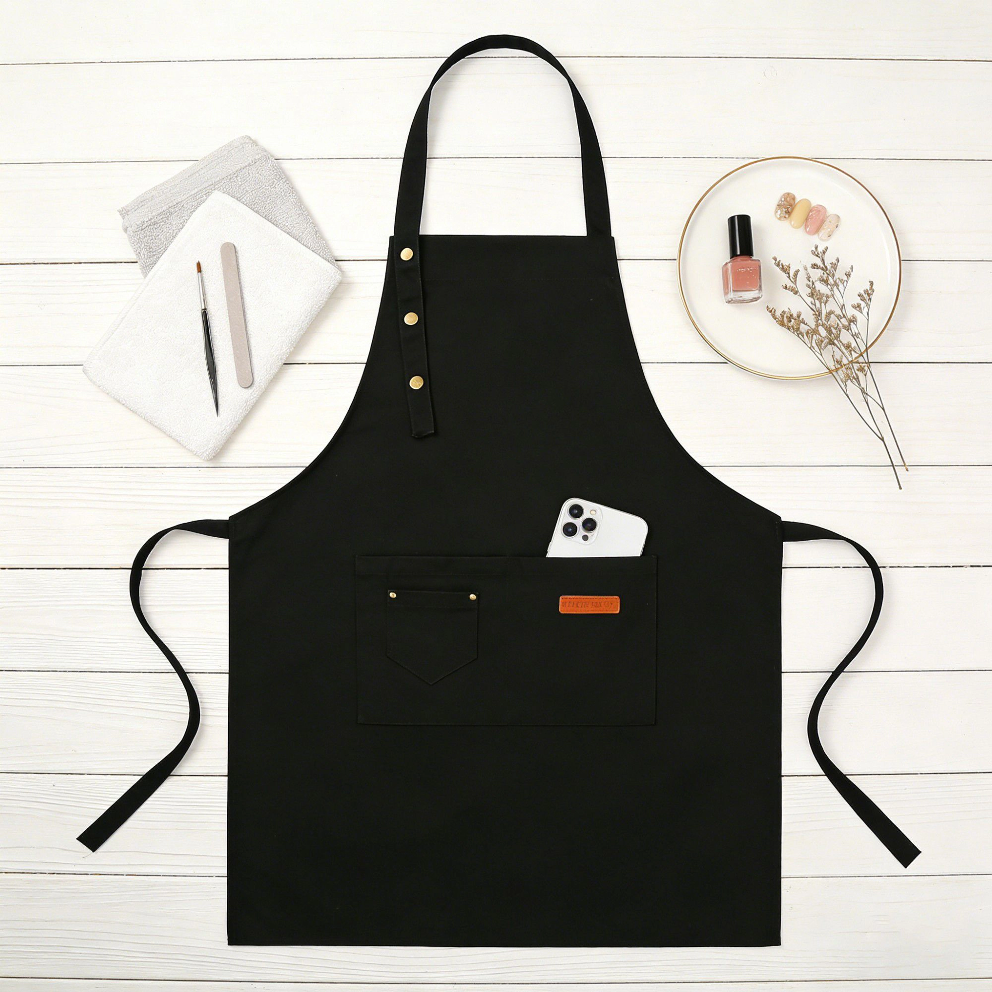Alilang Women Kitchen Apron Polyester Adjustable Neck with Pocket for Cooking Baking Work Use