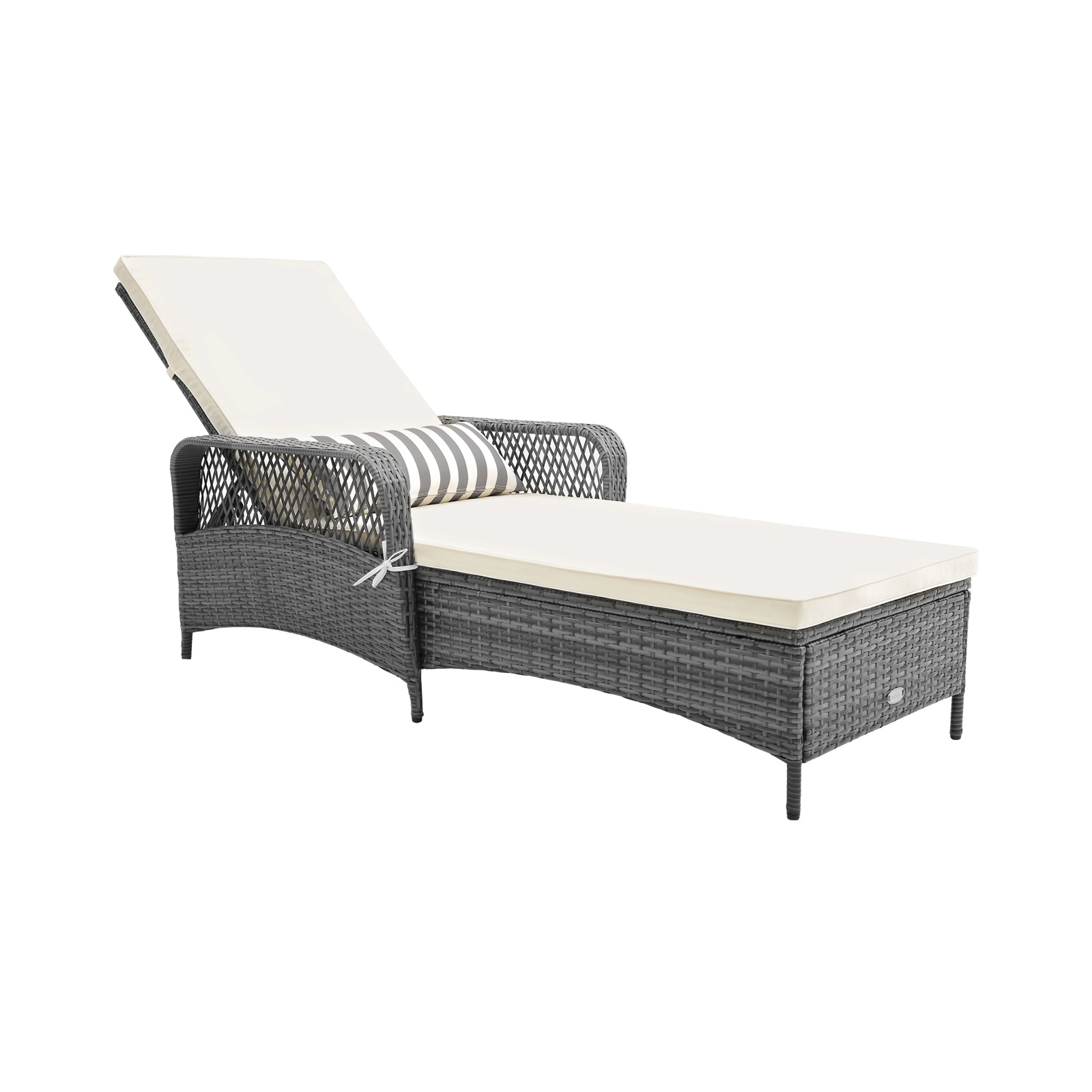 Hivvago Outdoor Chaise Lounge Chair Recliner With 6-Level Backrest Cushion And Pillow