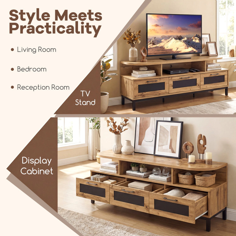 Hivvago Entertainment Center With 3 Storage Drawers And Open Shelves