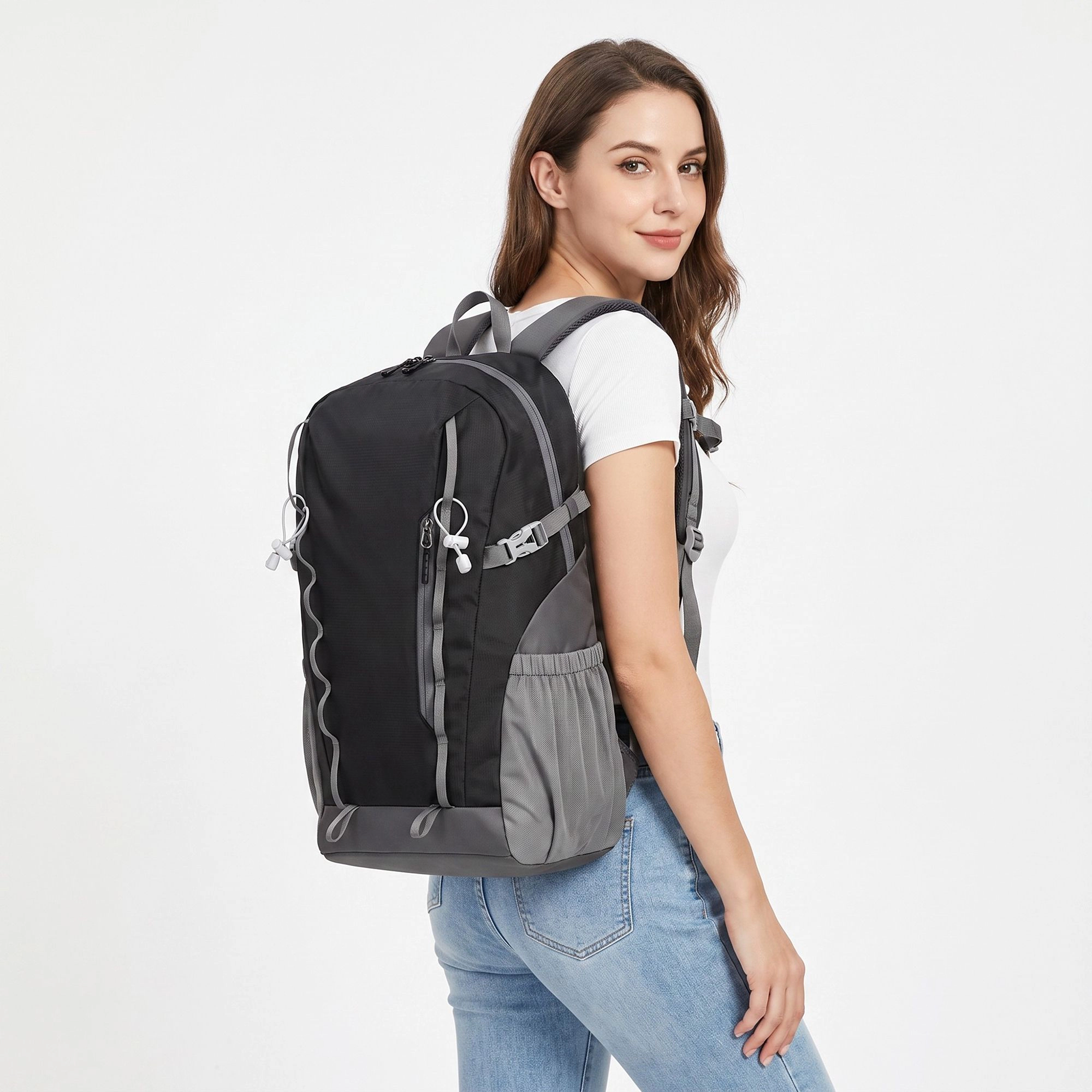 Alilang Women's Travel Backpack with Side Pockets Front Zip Compartments Adjustable Straps Top Hle