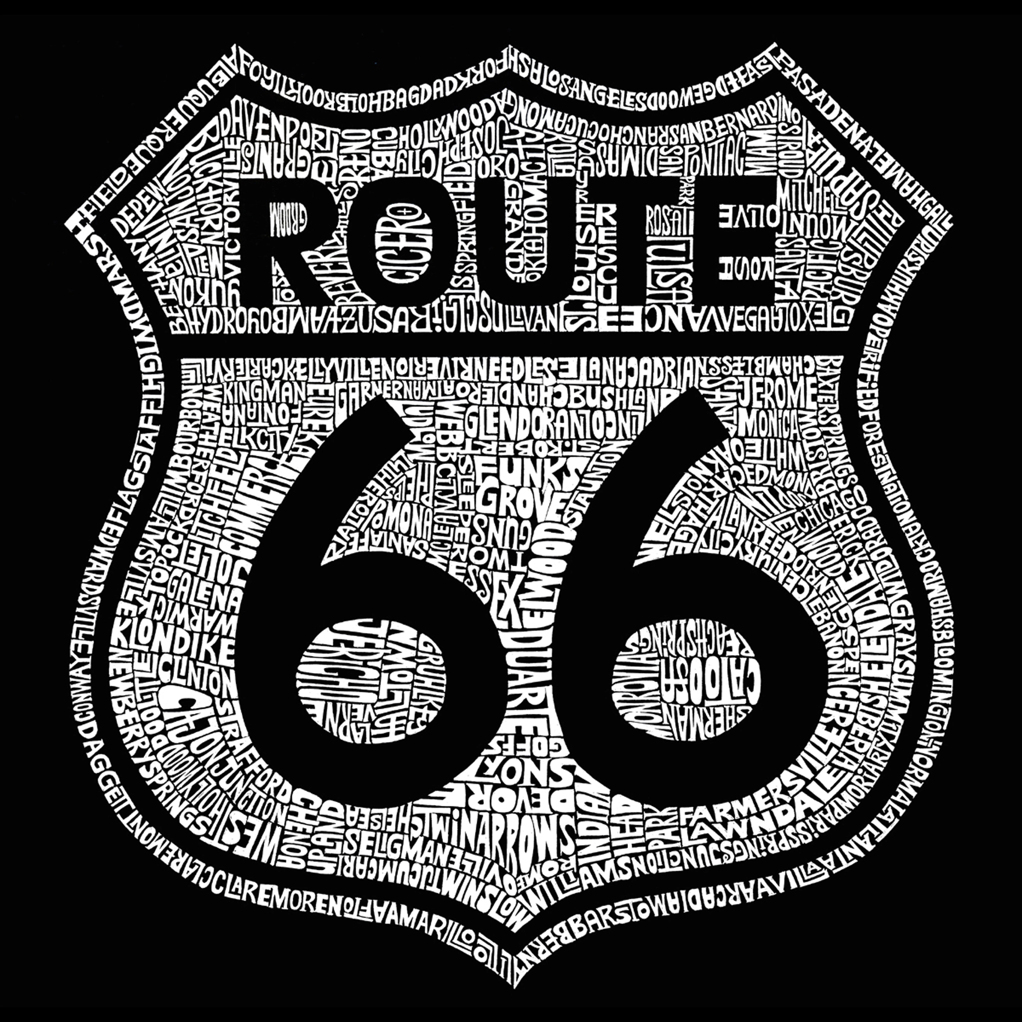 LOS ANGELES POP ART Men's Cotton/Poly Blend T-Shirt - Cities Along The Legendary Route 66